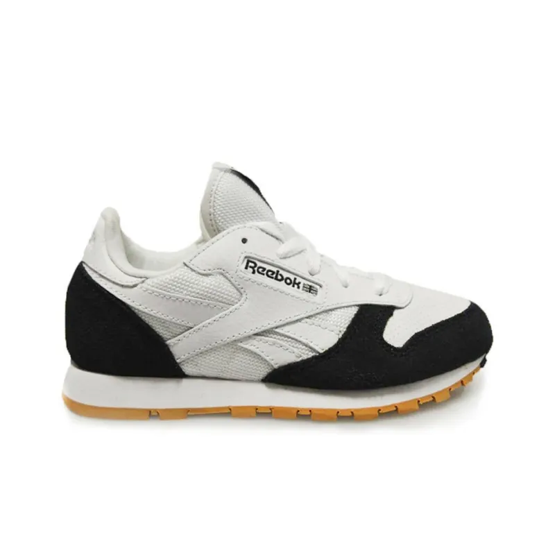 Reebok Classic Leather Durable Breathable Low Top Running Shoes Men's White Black-1