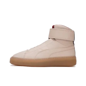 PUMA Platform Mid Anti-Slip Wear-Resistant High-Top Skateboard Shoes Women's Light Pink