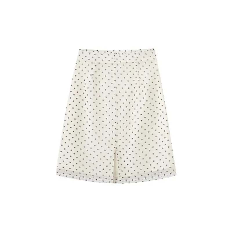 HDFULERN Casual Short Skirts Women's Black White Polka Dot-1