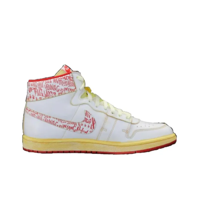 Jordan Air Ship PE SP The Marathon Continues Durable Breathable Mid-Top Vintage Basketball Shoes Men's White Red-3