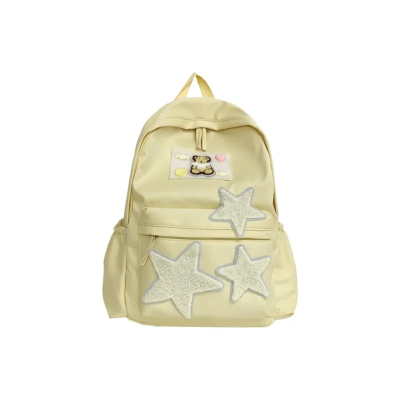 FAMAN Composite Cloth Backpacks Regular Women's White/Black/Yellow/Green-4