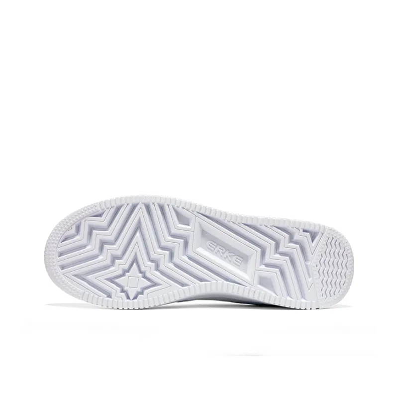 Erke Cushioning Wear Resistant Low Top Skateboard Shoes Men's White Blue-5