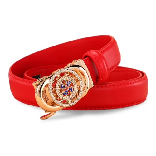 VINEY Leather Belts Women's Red