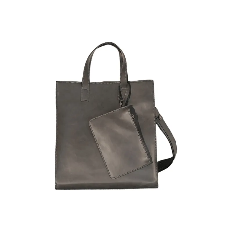 TTaG．baG PVC Leather Handbag Shoulder Bag Men's Brown/Gray-5