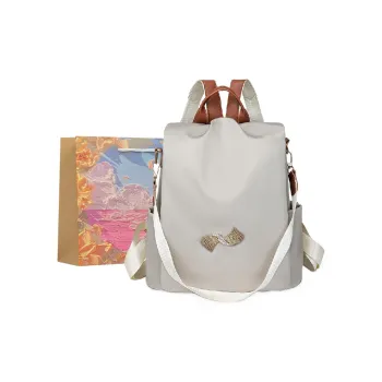 BRINCH Nylon Backpack Women's Ecru/Black/Brown