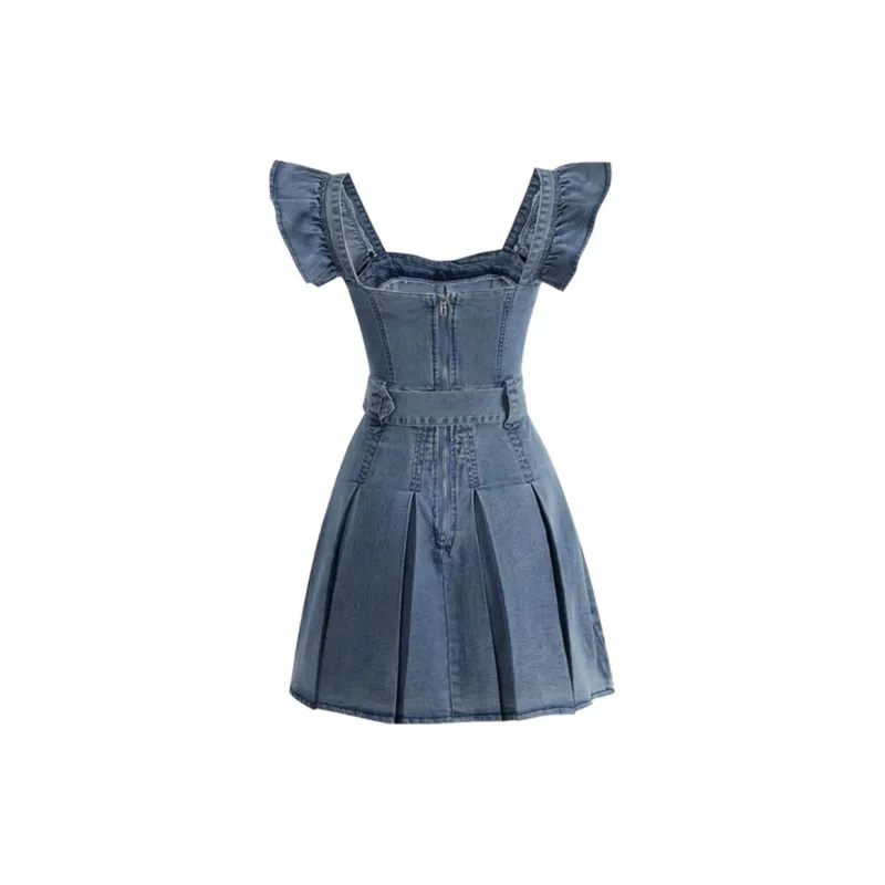 JOSR Short Sleeved Dresses Women's Denim Blue-1