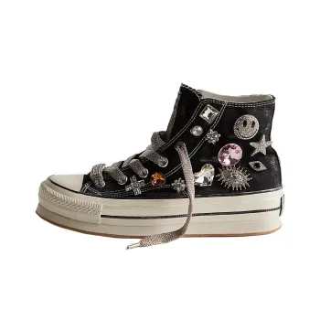 FREE PEOPLE Found Things High-Top Canvas Shoes Women's Black