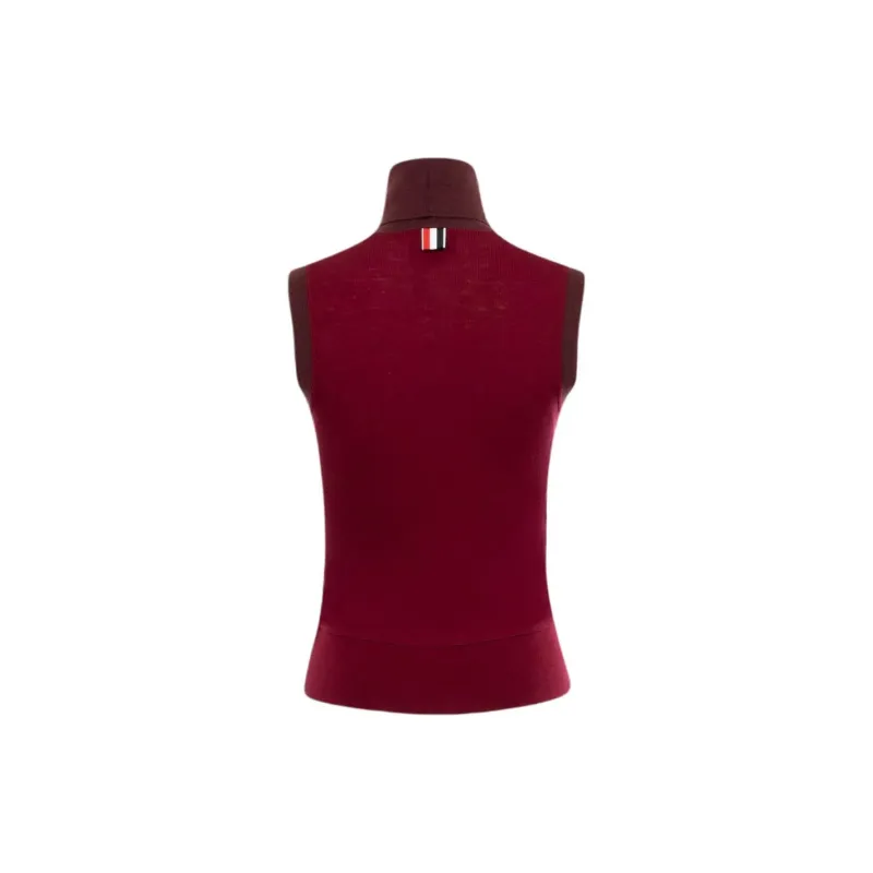 THOM BROWNE Roll Neck Sleeveless Knitted Top-1