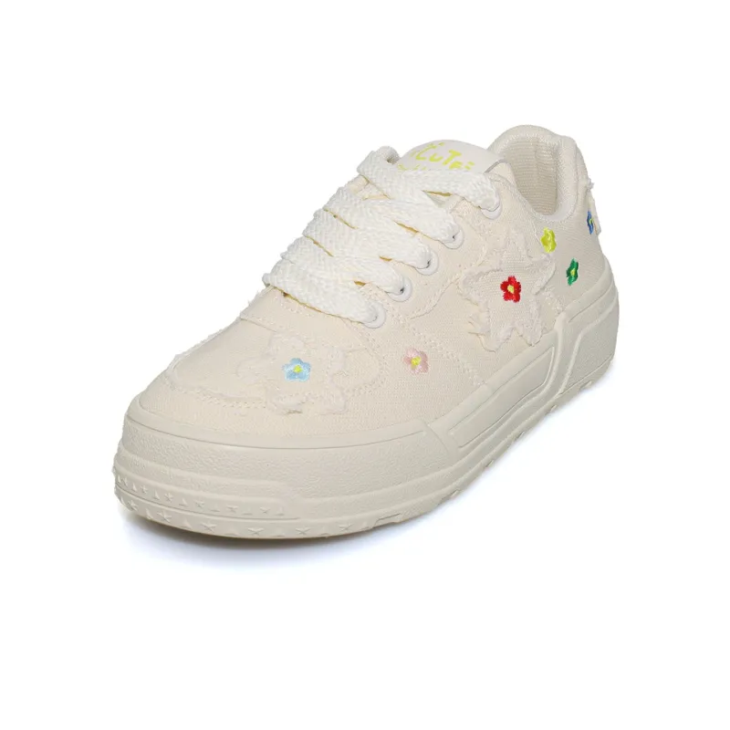 B10CROWN Slip Resistant Breathable Lightweight Low Top Canvas Shoes Women's Beige-1