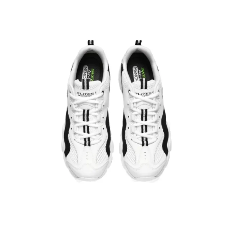 Skechers D'LITES 2.0 2.0 Cushioning Wear Resistant Low Top Chunky Sneakers Men's White Black-3