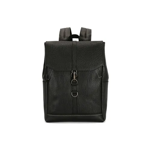 TTaG．baG Top Grain Tree Bark Patterned Cow Leather Backpack Regular Men's Black/Coffee