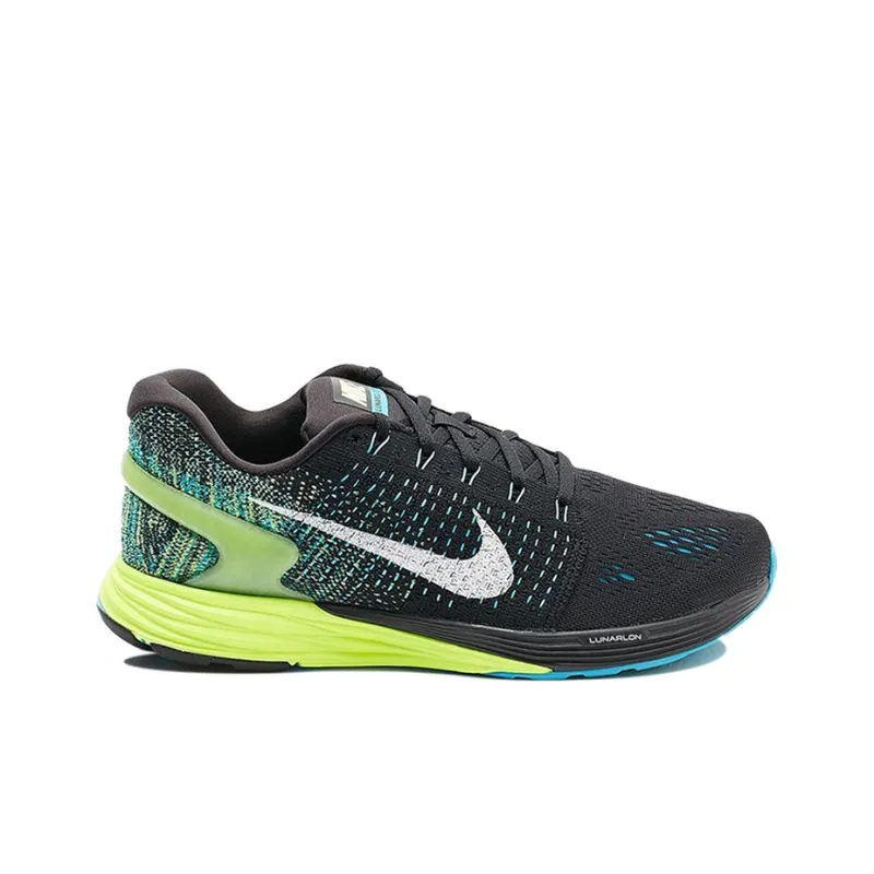 Nike LunarGlide 7 Cushioning Anti-Slip And Wear-Resistant Low-Top Running Shoes Men's Black Green-1