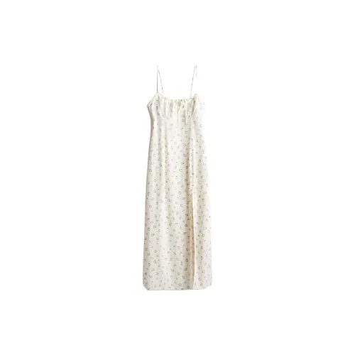 H&M Slip Dresses Women's Natural White Flowers