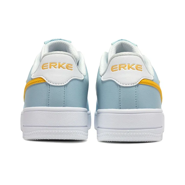 Erke Cushioning Wear Resistant Low Top Skateboard Shoes Men's White Blue-4