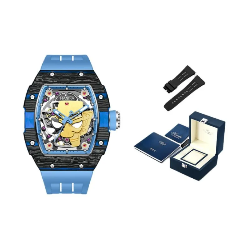 HaofaTourbillon Arknights Series Mechanical Movement Rubber Strap Watch Men's Watches Cut-Out Dial-24