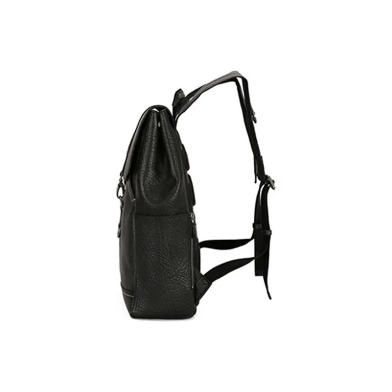 TTaG．baG Top Grain Tree Bark Patterned Cow Leather Backpack Regular Men's Black/Coffee-2