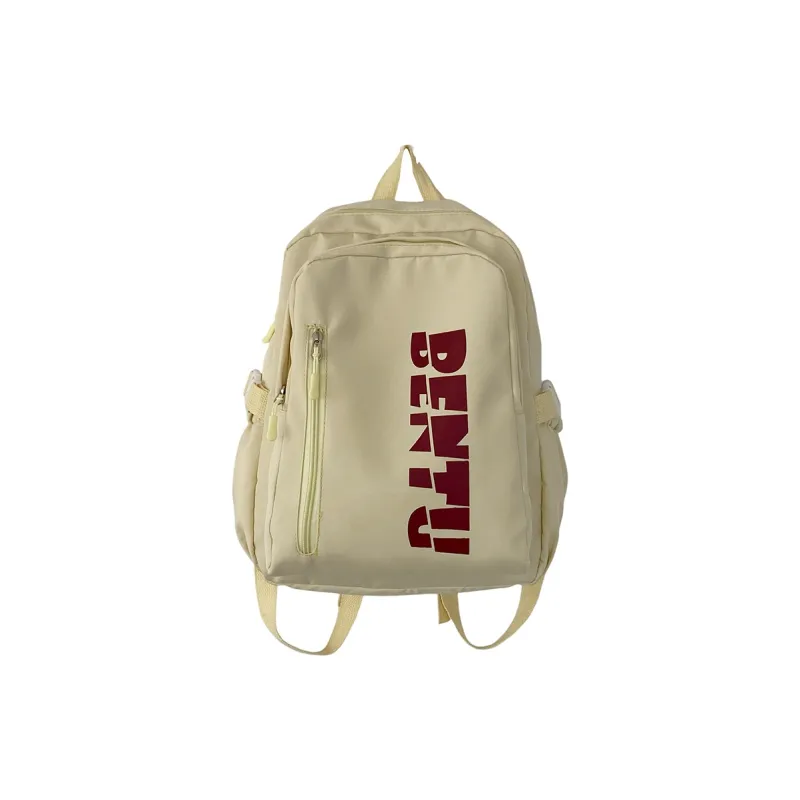 MOK Nylon Backpack Unisex Light Gray/Black/Pink/Yellow-8