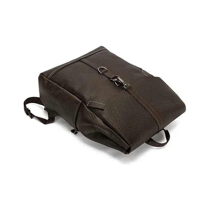 TTaG．baG Top Grain Tree Bark Patterned Cow Leather Backpack Regular Men's Black/Coffee-6