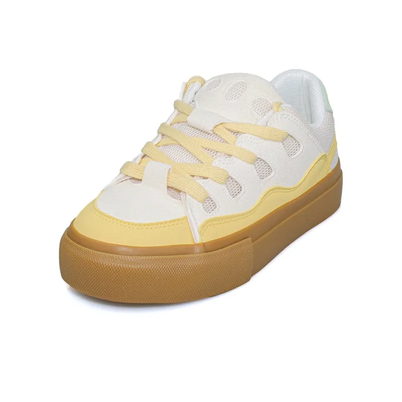 B10CROWN Slip-Resistant Lightweight Breathable Low-Top Skateboard Shoes Women's Milk Tea Beige-1