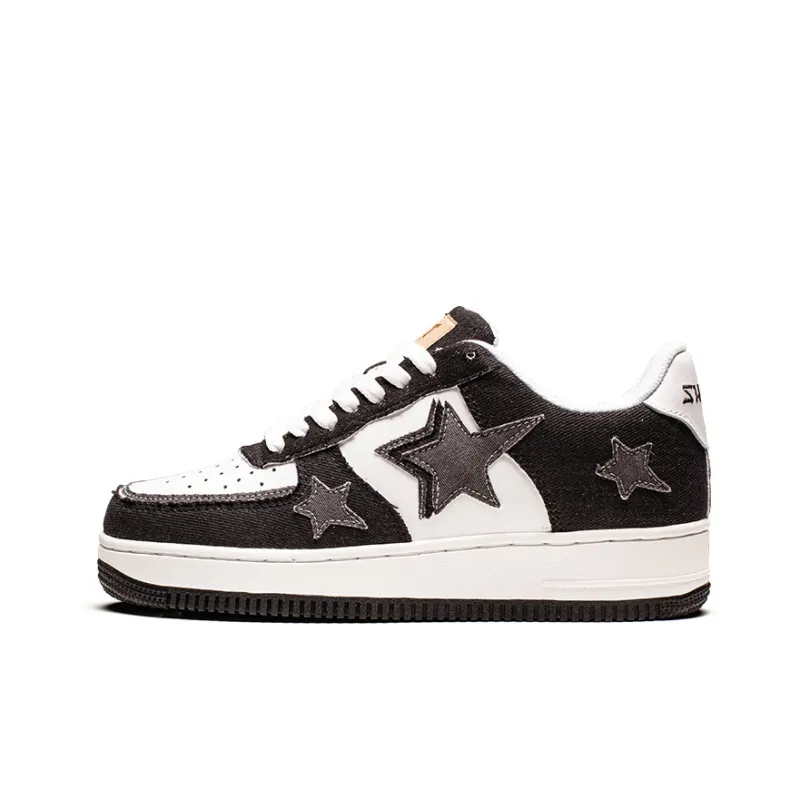 VOIT Stars Shoes Low Top Skateboard Shoes Unisex Black-0