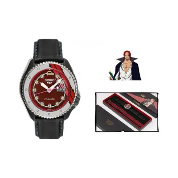 SEIKO SEIKO5 Collection Mechanical Movement Leather Watch Bands Watch Men's Watch Red Watch Dial
