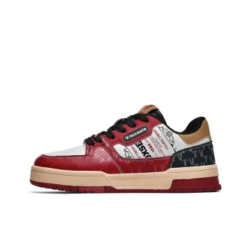V TOXSEIE Low Top Skateboard Shoes Unisex Burgundy