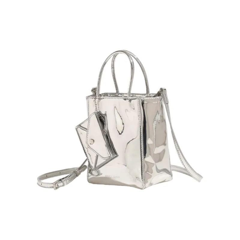 DALO PU Handbag Regular Women's Black/Milk White/Laser Silver-12