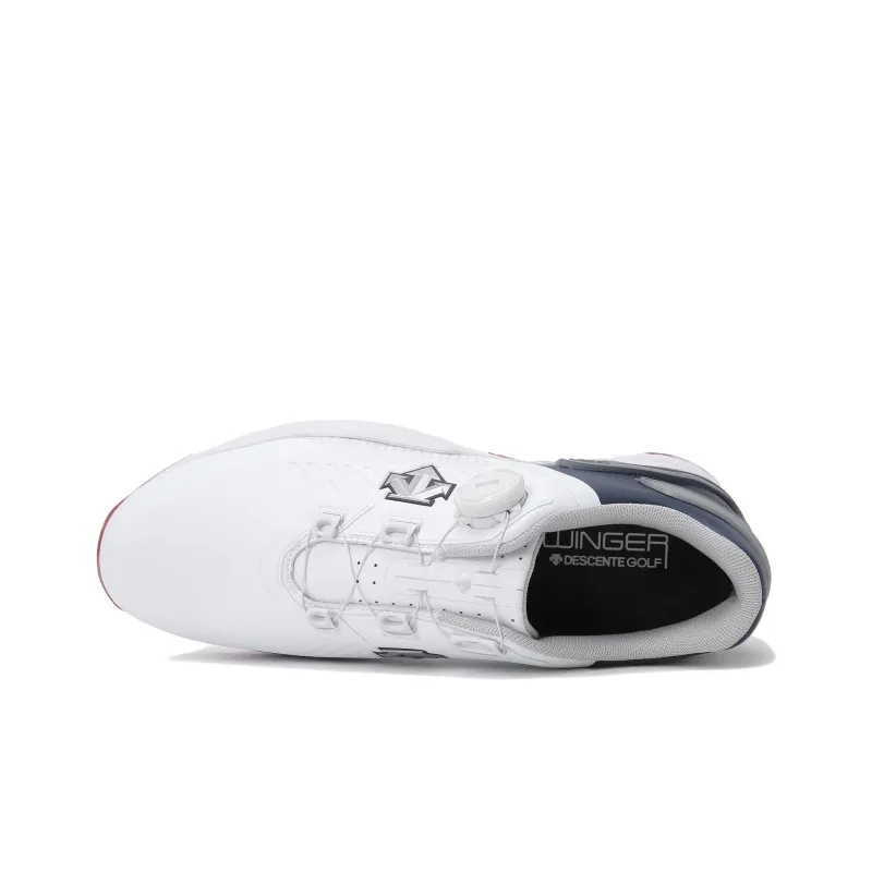 DESCENTE SWINGER BOA Slip Resistant Low Top Golf Shoes Men's White Blue-4