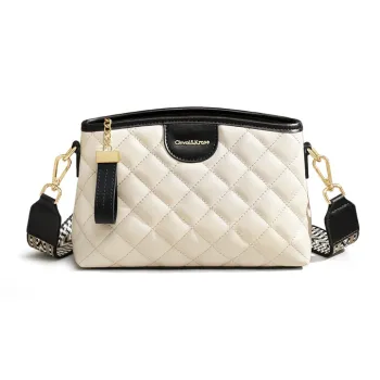 Simvay Clos Cow Split Leather With Synthetic Leather Shoulder Bag Crossbody Bag Small Size Women's White