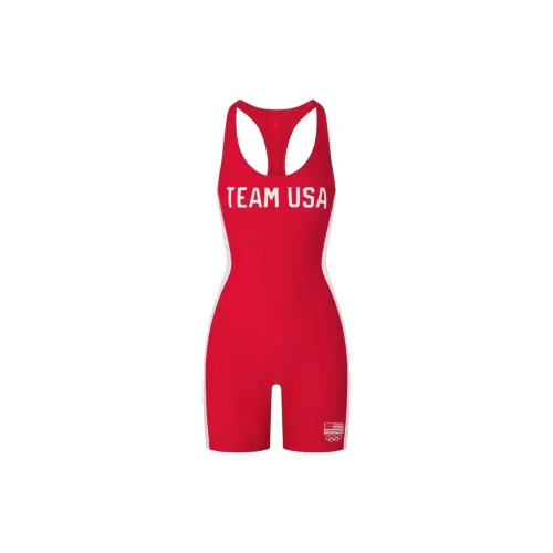 Skims USA Olympic Team Co-branded One-Piece Swimsuits Women's Red