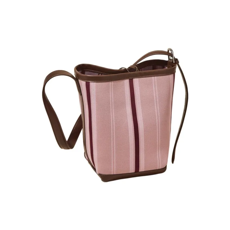 Marino Orlandi Fabric With Synthetic Leather Shoulder Bag Women's Pink/Black & White-4