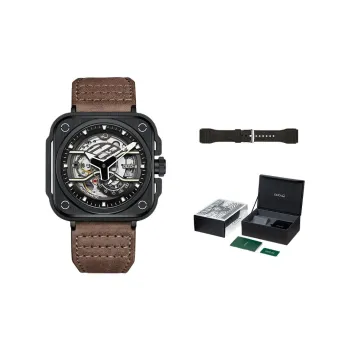 OLTO 8 EX Navigator Collection Wrist Watch Automatic Mechanical Movement Genuine Leather Strap Black Dial Men's Watches