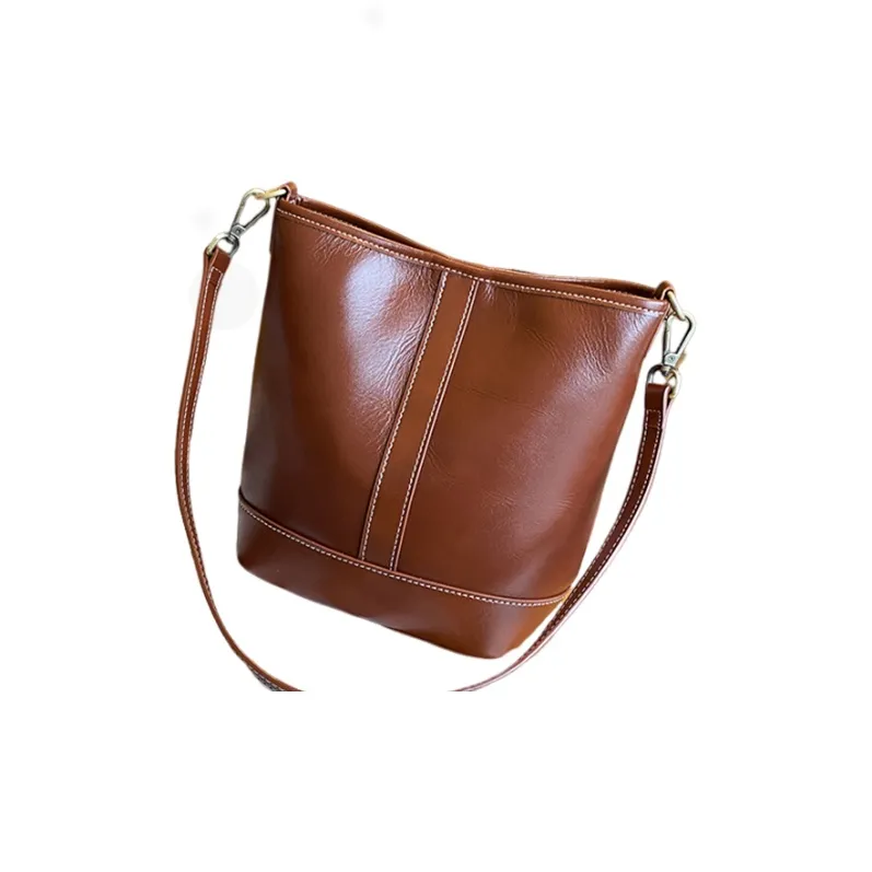 TTaG．baG Vegetable Tanned Top Grain Cow Leather Bucket Bags Crossbody Bag, Shoulder Bag Women's-2