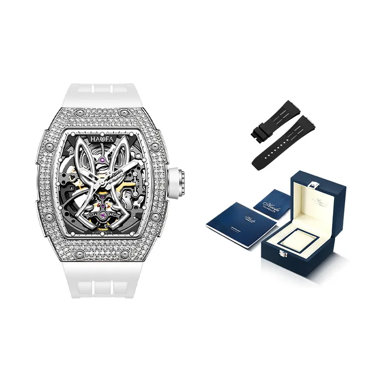 HaofaTourbillon Mechanical Movement Men's Watches White Dial-4