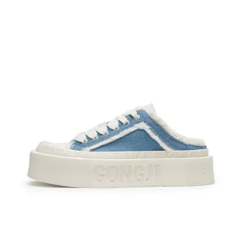 GONGJI Square Inches Casual Shoes Unisex Low Top White