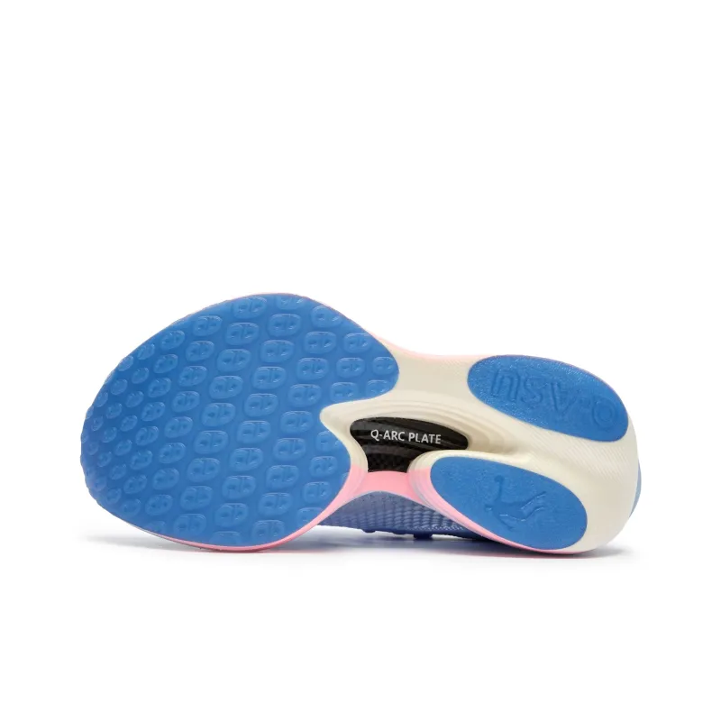 QIAODAN Flying Shadow PLAID 1.5 Running Shoes Men Low Top Union Blue Honey Pink-3