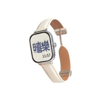 FZRT Xiaomi Compatibility Watch Band Leather Litchi Grain Magnetic Clasp Quick Release Strap Genuine Leather Material