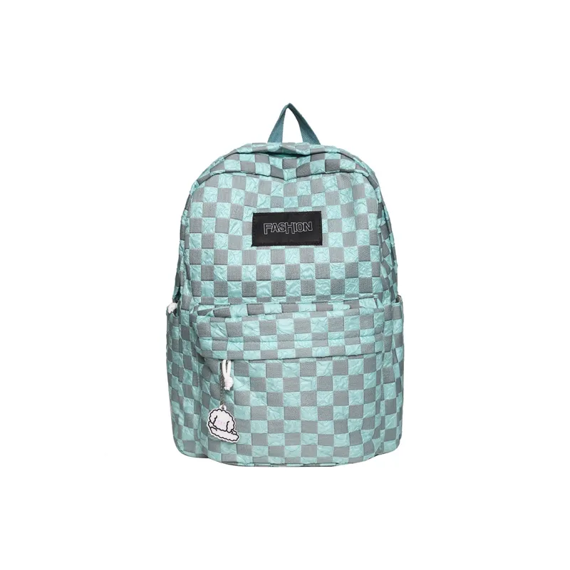 MOK Nylon Backpack Unisex Light Gray/Black/Neon Yellow/Peacock Blue-8