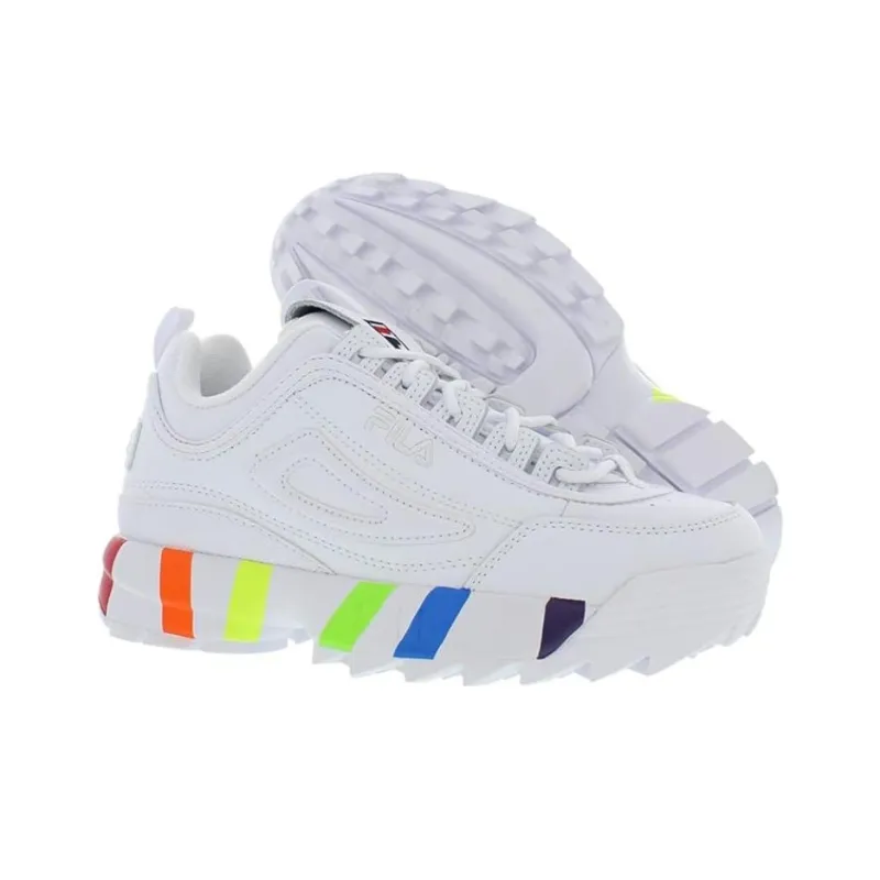 FILA Disruptor 2 Anti Slip Wear Resistant Low Top Tennis Shoes Women's White-3