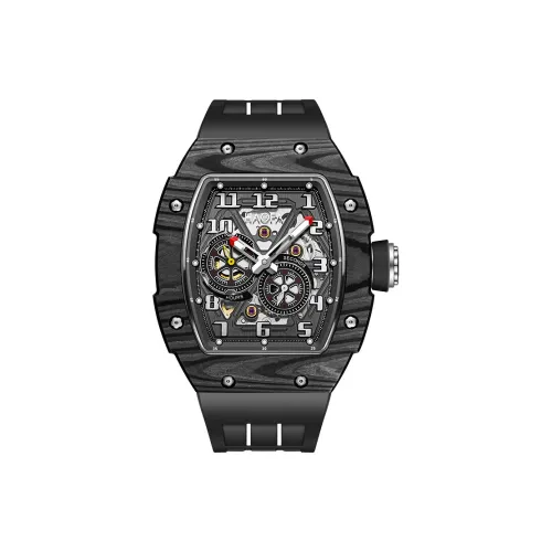 HaofaTourbillon 1978 Mechanical Movement Rubber Strap Men's Watches Cut Out Dial
