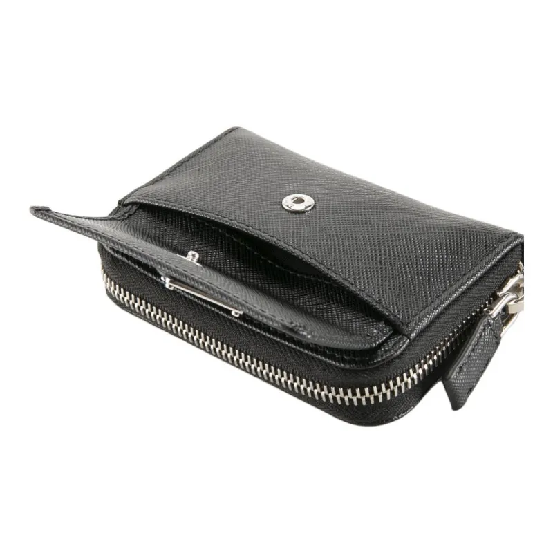PRADA Leather Coin Purse Men's Black-2