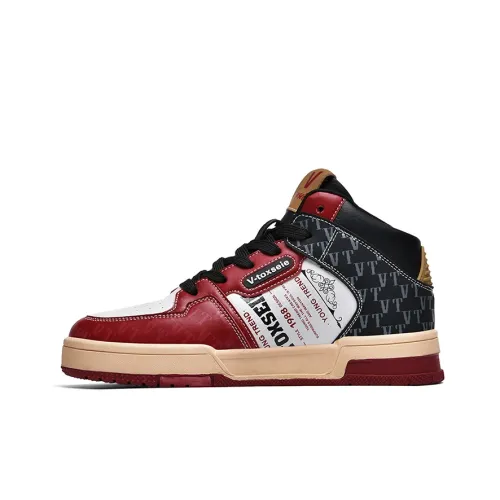 V-TOXSEIE Skateboard Shoes Unisex Mid-Top Burgundy