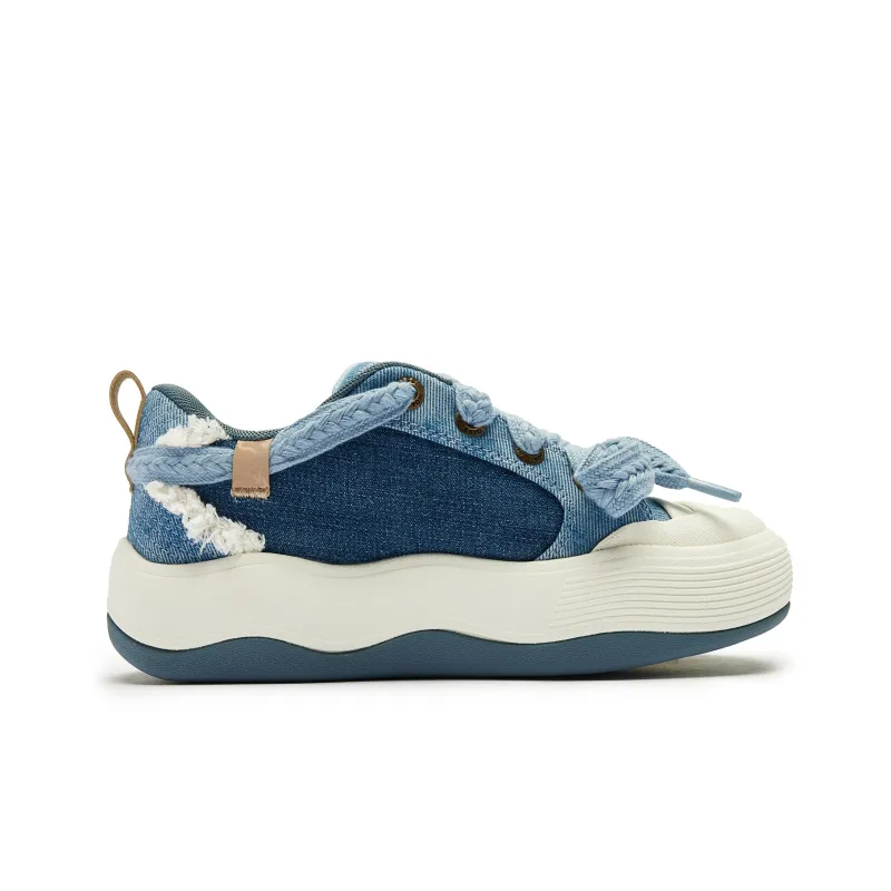 QIAODAN Coverage Slip Resistant Height Increasing Low Top Skateboard Shoes Women's Blue-1