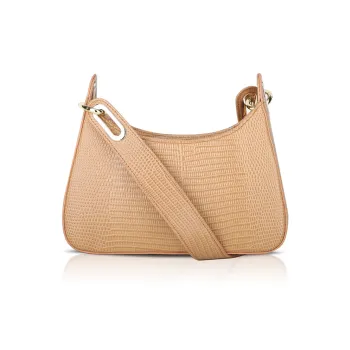 Unitude Cow Leather Shoulder Bag Women's Lizard Pattern Dusty Pink
