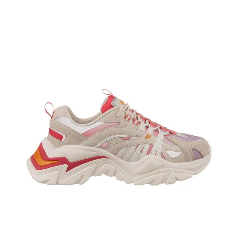 FILA Electrove Cushioning Wear-Resistant Low-Top Running Shoes Women's Beige White Red-1