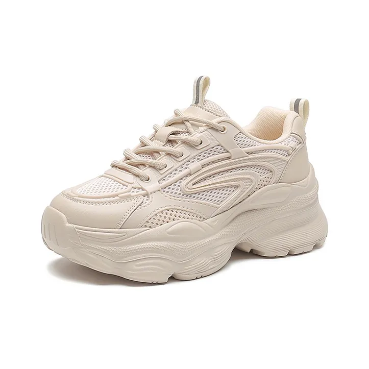 DUSTO Slip Resistant, Abrasion Resistant, Breathable, Height Increasing Mid Top Chunky Sneakers Women's-6