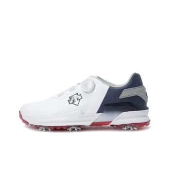 DESCENTE SWINGER BOA Slip Resistant Low Top Golf Shoes Men's White Blue