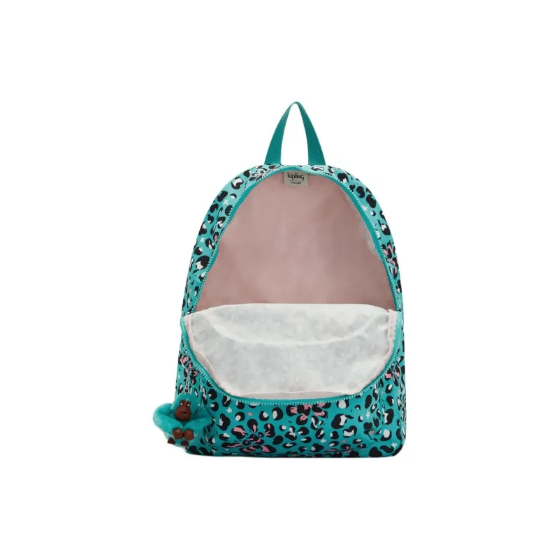 Kipling Recycled Polyester Backpack Medium Size Women's Leopard Print Flower-1