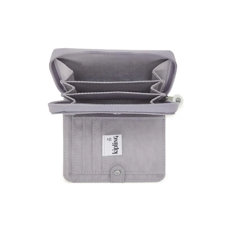 Kipling Recycled Polyamide Wallet Medium Size Women's Soft Gray-3