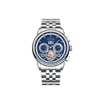 Respect The Time Mechanical Movement Metal Strap Watch Men's Watches Silver Dial